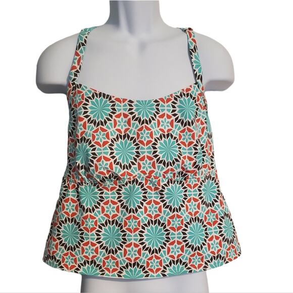 Lands End Plus size tankini Swim Top  kaleidoscope pattern sz.16W and 18W - Picture 1 of 8